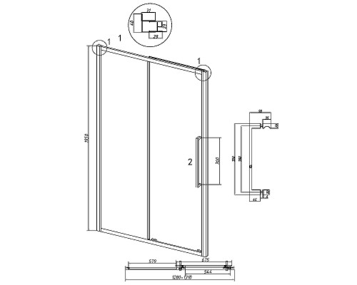 Душевая дверь Grossman Cosmo 130 100.K33.02.130.21.02 профиль Черный матовый стекло шиншилла