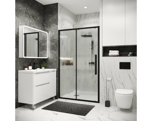 Душевая дверь Grossman Cosmo 130 100.K33.02.130.21.02 профиль Черный матовый стекло шиншилла