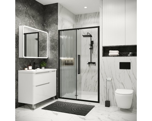 Душевая дверь Grossman Cosmo 130 100.K33.02.130.21.02 профиль Черный матовый стекло шиншилла