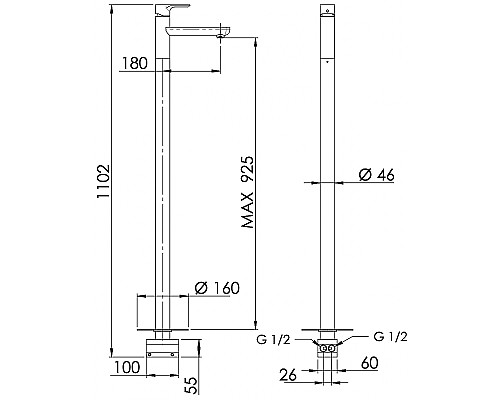 Смеситель для раковины Remer Energy EY18NO Черный матовый