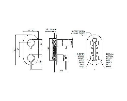 Смеситель для душа Remer X-Style X93DO Золото глянцевое