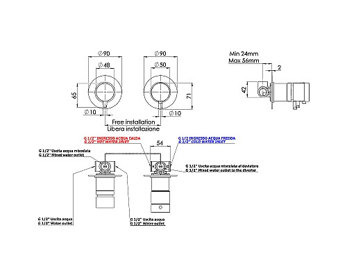 Смеситель для душа Remer X-Style XT96DO с термостатом Золото глянцевое
