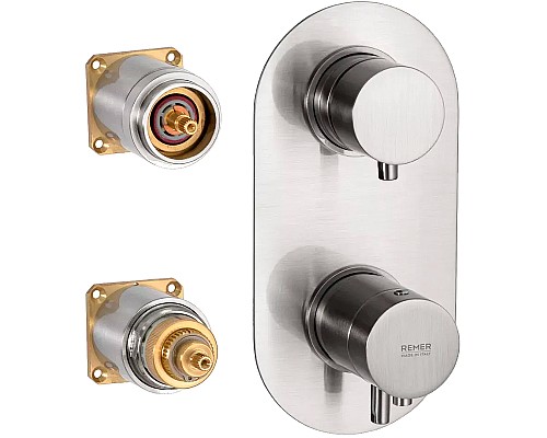 Смеситель для душа Remer Minimal Thermo NT92KBNP с термостатом Никель брашированный