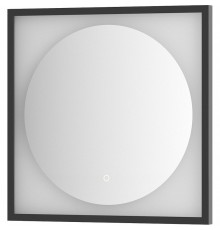 Зеркало Defesto Eclipce 60х60 с подсветкой 12W-4500К/в багетной раме/Сенсорный выключатель/Нейтральный белый свет/Черная рама