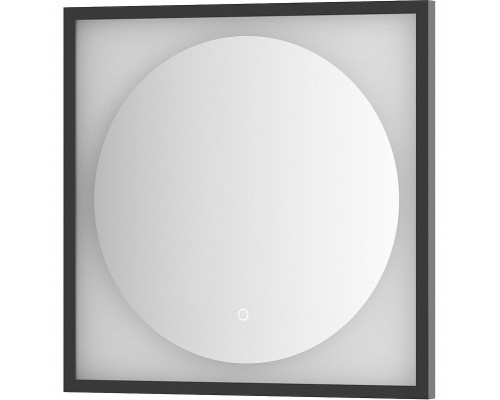 Зеркало Defesto Eclipce 60х60 с подсветкой 12W-4500К/в багетной раме/Сенсорный выключатель/Нейтральный белый свет/Черная рама