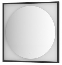 Зеркало Defesto Eclipce 80х80 с подсветкой 18W-4500К/в багетной раме/ИК - выключатель/Нейтральный белый свет/Черная рама