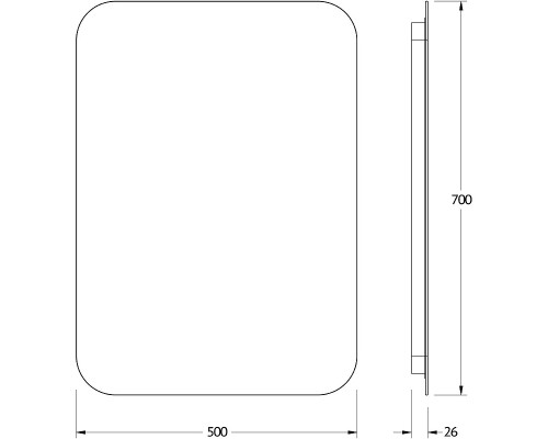 Зеркало Defesto Opti 50x70 с подсветкой 21W-3000К/Без выключателя/Теплый белый свет