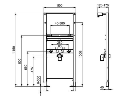 Инсталляция Ideal Standard Prosys для раковины Серая