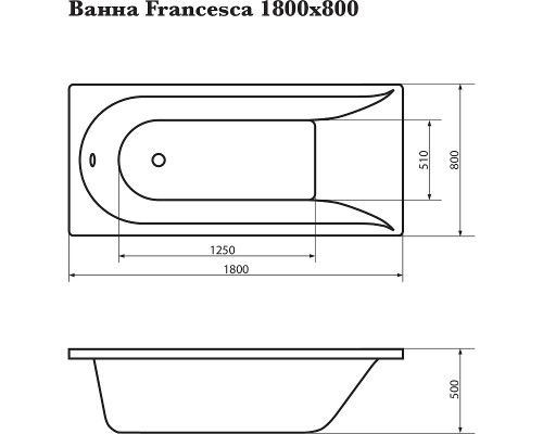 Акриловая ванна Corpa Nera Francesca 180x80 без гидромассажа