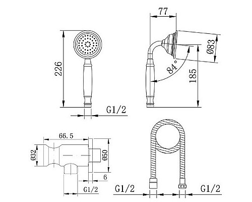 Душевой гарнитур Caprigo Parts 99-562-crm Хром