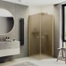 Душевой уголок Maybah Glass 800x800x1980 на монопетлях Золото стекло бронзовое матовое