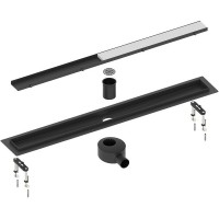 Душевой лоток Timo Drain System 90 с Черной матовой решеткой / под плитку