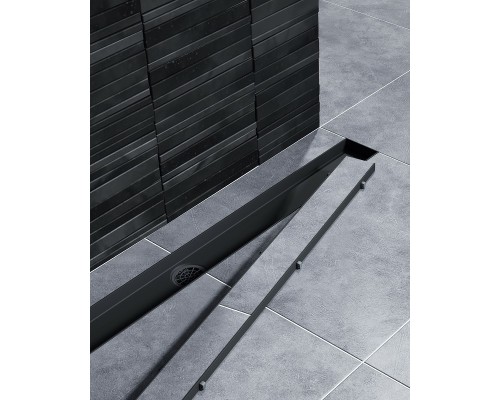 Душевой лоток Timo Drain System 90 с Черной матовой решеткой / под плитку