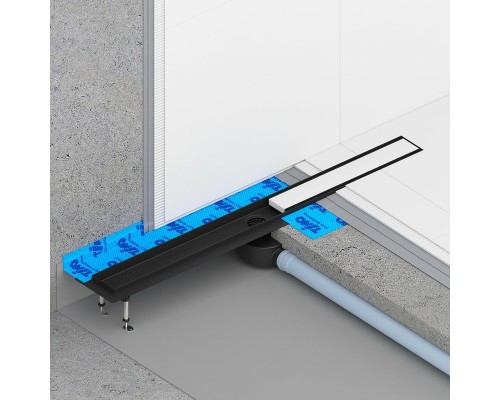 Душевой лоток Timo Drain System 90 с Черной матовой решеткой / под плитку