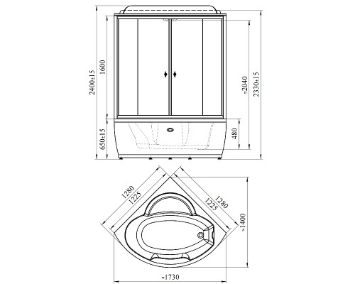 Душевой бокс Radomir Лаура К1 128x128 1-04-6-0-4-0880 с баней с гидромассажем