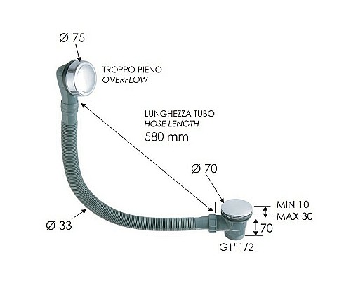 Слив-перелив Remer 96PCCDO click-clack Золото глянцевое