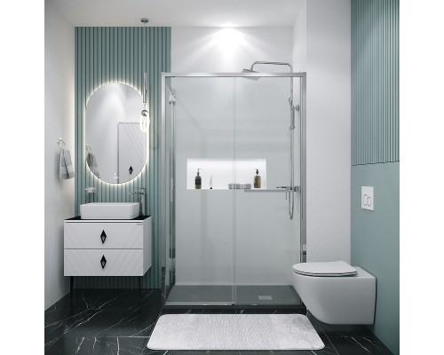 Душевой уголок Grossman Style 130х70 профиль Хром стекло прозрачное