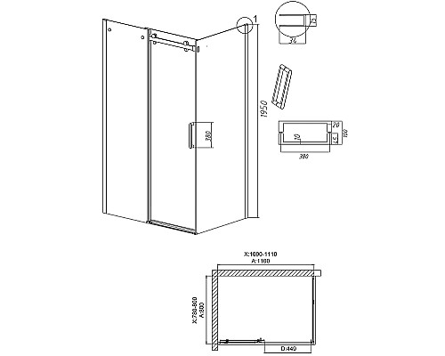 Душевой уголок Grossman Classic 110х80 120.K33.04.1180.42.00 профиль Графит сатин стекло прозрачное
