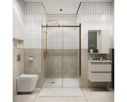 Душевая дверь Grossman Classic 110 100.K33.04.110.32.00 профиль Золото сатин стекло прозрачное