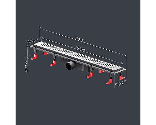 Душевой лоток AM.PM PrimeFlow 70 W02SC-P11-070-01SB с решеткой Хром матовый Cut Gradient