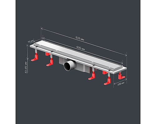 Душевой лоток AM.PM PrimeFlow 60 W02SC-U11-060-04SB с решеткой Хром матовый / под плитку Tile