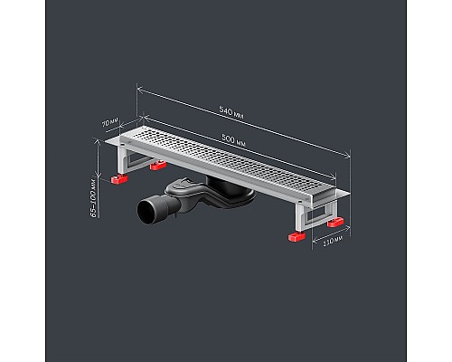 Душевой лоток AM.PM MasterFlow 50 W01SC-P11-050-01SB с решеткой Хром матовый Cut Gradient