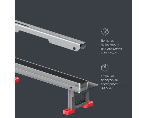Душевой лоток AM.PM MasterFlow 100 W01SC-S11-100-05SB с решеткой Хром матовый Slim line