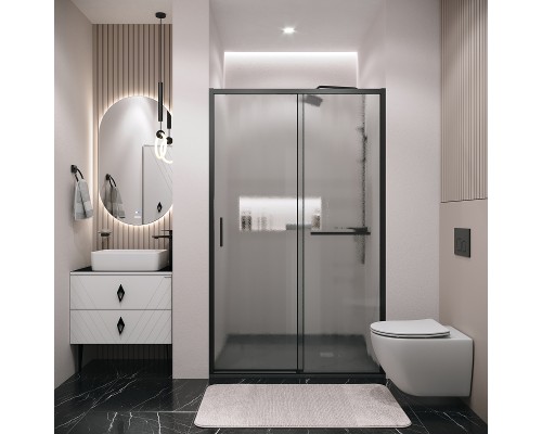 Душевая дверь Grossman Style 110 100.K33.05.110.21.02 профиль Черный матовый стекло шиншилла