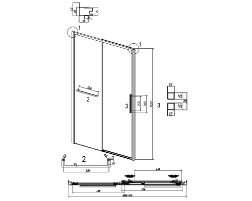 Душевая дверь Grossman Style 110 100.K33.05.110.21.02 профиль Черный матовый стекло шиншилла