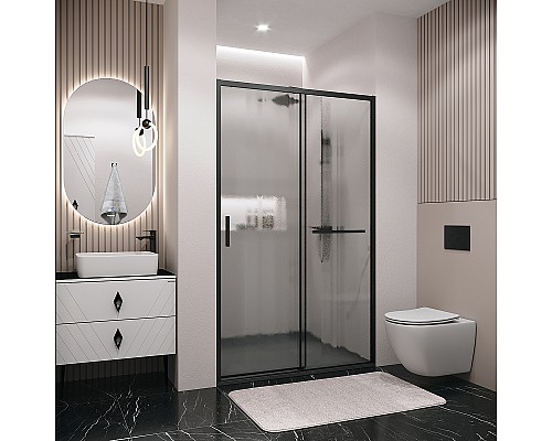 Душевая дверь Grossman Style 130 100.K33.05.130.21.02 профиль Черный матовый стекло шиншилла