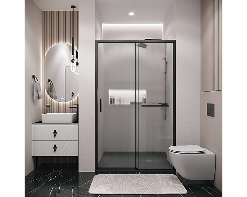 Душевая дверь Grossman Style 130 100.K33.05.130.21.02 профиль Черный матовый стекло шиншилла