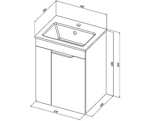 Тумба под раковину Aquanet Практика 50 330451 подвесная Белая матовая