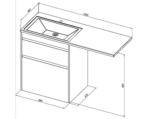 Тумба под раковину Aquanet Токио 130 333652 Дуб веллингтон
