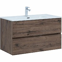Тумба под раковину Aquanet Алвита New 90 334187 подвесная Дуб веллингтон табак