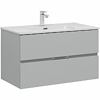 Тумба под раковину Aquanet Алвита New 90 303922 подвесная Серая матовая