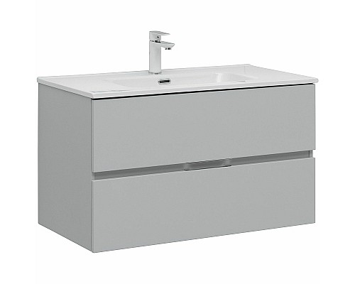 Тумба под раковину Aquanet Алвита New 90 303922 подвесная Серая матовая