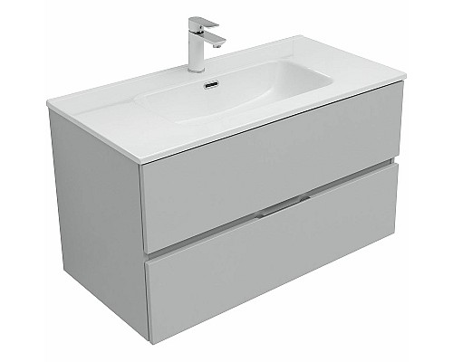 Тумба под раковину Aquanet Алвита New 90 303922 подвесная Серая матовая
