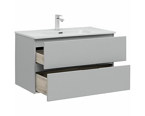 Тумба под раковину Aquanet Алвита New 90 303922 подвесная Серая матовая