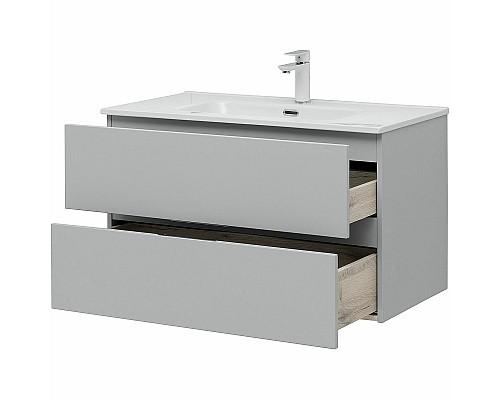 Тумба под раковину Aquanet Алвита New 90 303922 подвесная Серая матовая