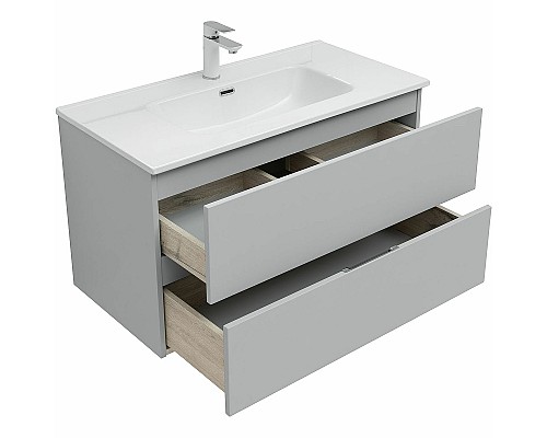 Тумба под раковину Aquanet Алвита New 90 303922 подвесная Серая матовая