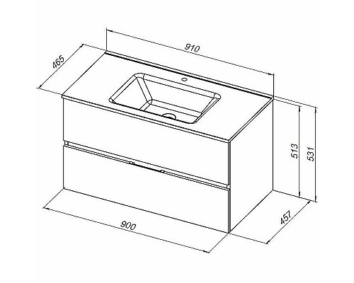 Тумба под раковину Aquanet Алвита New 90 303922 подвесная Серая матовая