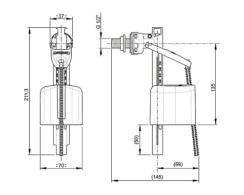 Наливная арматура Wirquin Kompact 10975023 поршневого типа G 1/2