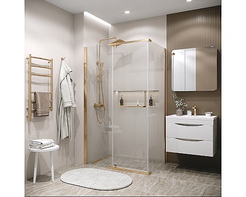 Душевая стенка Grossman Pragma 80 200.K33.03.80.32.00 профиль Золото сатин стекло прозрачное