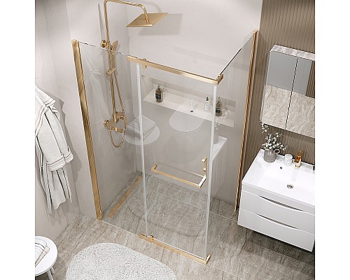 Душевая стенка Grossman Pragma 80 200.K33.03.80.32.00 профиль Золото сатин стекло прозрачное