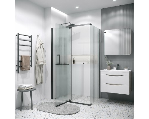 Душевая стенка Grossman Pragma 80 200.K33.03.80.21.02 профиль Черный матовый стекло шиншилла