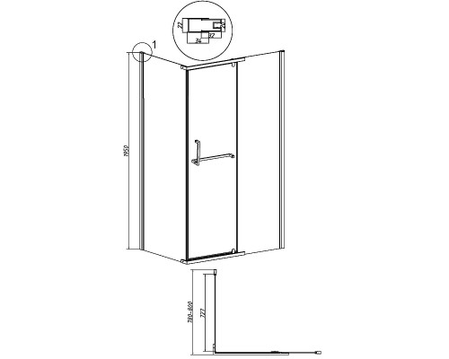 Душевая стенка Grossman Pragma 80 200.K33.03.80.21.02 профиль Черный матовый стекло шиншилла