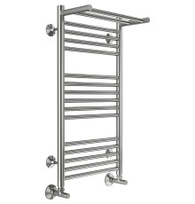 Водяной полотенцесушитель Terminus Аврора П16 400x800 4670078529411 с полкой Хром, нижнее подключение, G 1/2" ВР, с угловым соединением