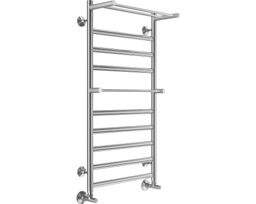 Водяной полотенцесушитель Terminus Хендрикс П10 500х1000 4670078529824 с полкой Хром, нижнее подключение, G 1/2" ВР, с угловым соединением