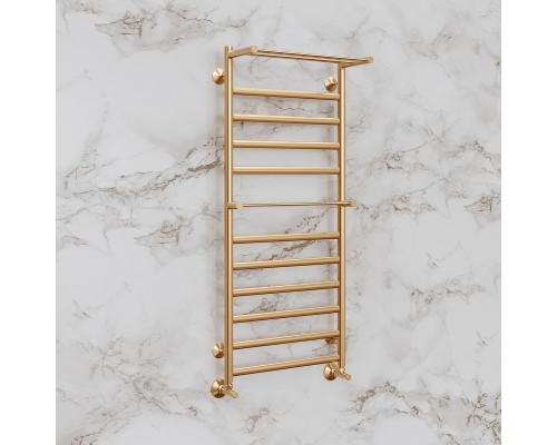 Водяной полотенцесушитель Terminus Хендрикс П10 500х1000 4670078529824 с полкой Хром, нижнее подключение, G 1/2" ВР, с угловым соединением