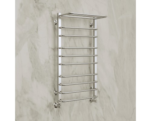 Водяной полотенцесушитель Terminus Арктур П10 500х1000 4670078529459 с полкой Хром, нижнее подключение, G 1/2" ВР, с угловым соединением